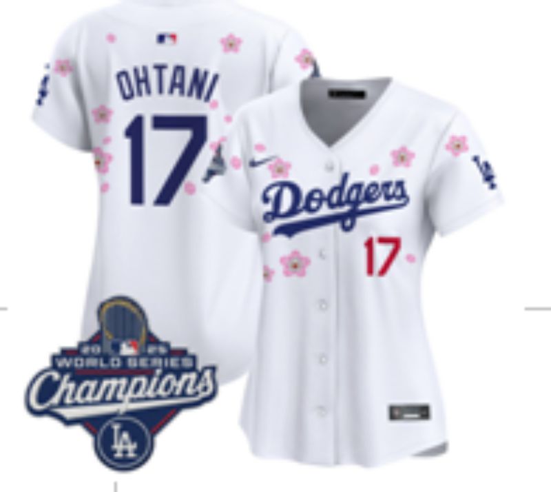 Women Nike 2026 Los Angeles Dodgers #17 Ohtani White Sakura Edition Game MLB Jersey 01->women mlb jersey->Women Jersey